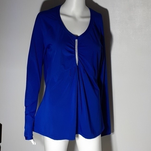 Athleta running top yoga blue shirt m medium a athletic athleisure womens - Picture 1 of 4
